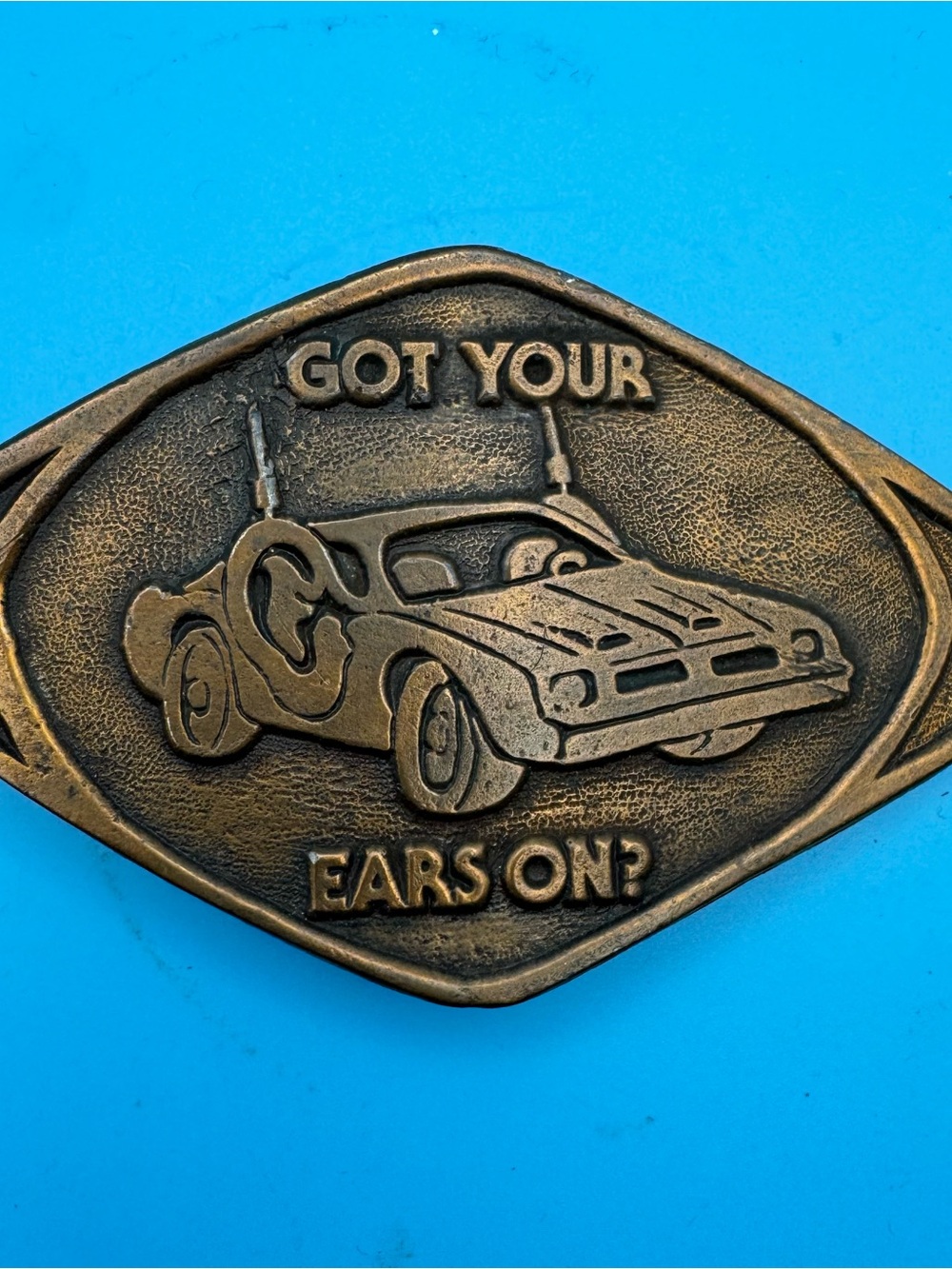 Got Your Ears On CB Radio Race Car Vintage Belt Buckle 1970s Diamond Shape
